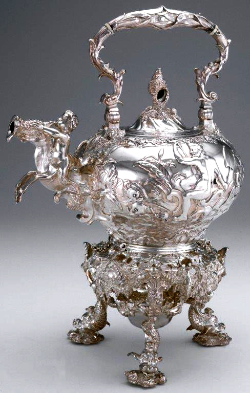 silver teapot